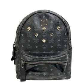 MCM Visetos Side Stud Backpack/Daypack Bag, Black, Men's