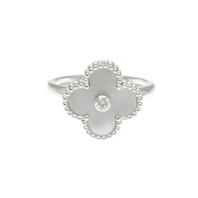 Van Cleef & Arpels Vintage Alhambra Ring White Gold (18K) Fashion Diamond,Mother Of Pearl Band Ring