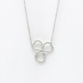 Tiffany Open Paper Flower Necklace Platinum Diamond Women,Men Fashion Pendant Necklace (Silver)