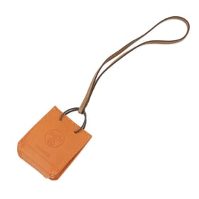 Hermes Hermès Shopper Bag Charm, Sac Orange, Feu Gold, Lambskin, Y Stamp