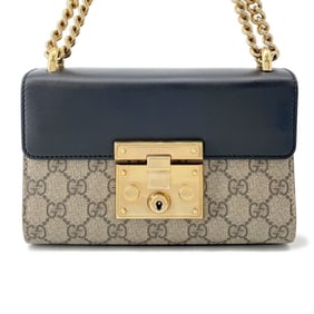 Gucci Chain Shoulder Bag GG Supreme Padlock Small 409487 GUCCI Double