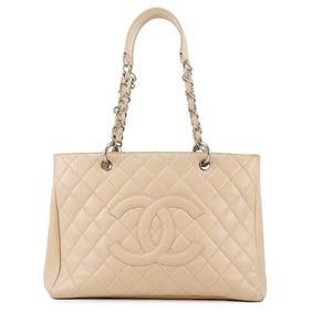 CHANEL Chain Tote Bag, Coco Mark, Matelasse, GST, Caviar Skin, A50995