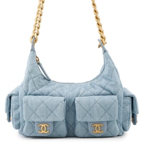 Chanel Chain Shoulder Bag Hobo Matelasse Coco Mark Denim AS3690 CHANEL