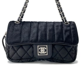 Chanel Chain Shoulder Bag, Matelasse, Coco Mark, Sport Line, Single Flap, Porcelain Canvas, Black