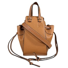 Loewe Hammock Drawstring Mini Shoulder Bag, 314.12.V07, Brown Leather, Women's, LOEWE 2-Way