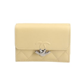 CHANEL Matelasse Half Coco Tri-fold Wallet, Leather, Women's,