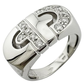 BVLGARI Parentesi Ring, size 12, 18k gold with diamonds, for women.