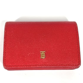 BURBERRY TB Compact Wallet, Bifold Leather Women's, Red