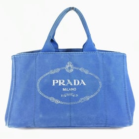 PRADA Prada Canapa L Handbag/Tote Bag Canvas Men's/Women's Blue