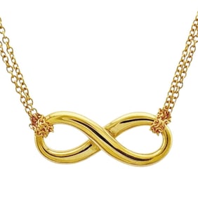Tiffany Infinity Necklace, 18k Gold, Women's, TIFFANY & Co., Double Chain