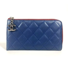 CHANEL CC Coco Mark Logo L-Zip Matelasse Quilted Wallet Long Leather for Men and Women, Blue