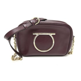 Salvatore Ferragamo Gancini crossbody shoulder bag in wine red leather for women