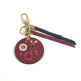 CARTIER Diabolo de Cartier Medallion Key Ring Bag Charm Leather Keychain for Women Red