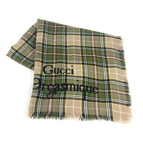GUCCI 620547 Check Large Wool Scarf/Shawl for Men and Women, Beige