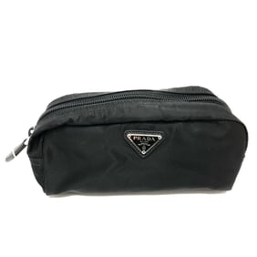 PRADA 1NA350 Triangle Logo Makeup Pouch, Nylon, Women's, Black