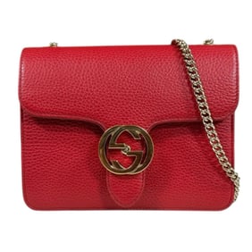 Gucci Interlocking G Shoulder Bag, Leather, 510304, Red, Women's, GUCCI Chain