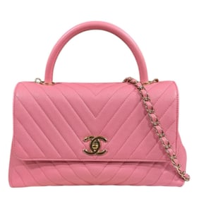 Chanel Coco Handle 29 V-Stitch Shoulder Bag in Caviar Leather (A92991) Pink, Women's, CHANEL 2-Way