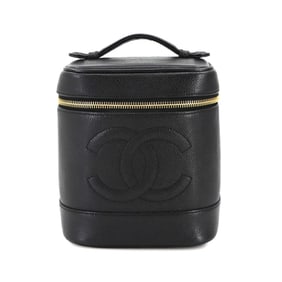 CHANEL Vanity Handbag, Caviar Leather, Black, A01998, Coco Mark, Gold Hardware