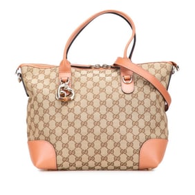 Gucci GG Canvas Heart Bit Handbag/Shoulder Bag 2WAY 269957 Beige Pink Leather Women's GUCCI