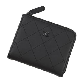 Chanel Wallet/Coin Case, Coco Mark Matelasse L-Shaped Compact Wallet, Calf Leather, AP3997, Black