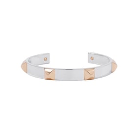 Hermes Hermès Mini Crew Bracelet Bangle in SV925 Silver and 18K Pink Gold, Size ST