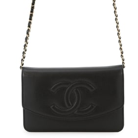 Chanel Chain Wallet with Coco Mark and Caviar Skin, AP4653, Black