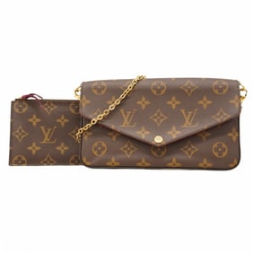 Louis Vuitton Monogram Pochette Felicie Shoulder Wallet M61276 Brown Fuchsia Women's