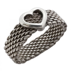 Tiffany Somerset Mesh Heart Ring in Silver 925, Size 14 for Women