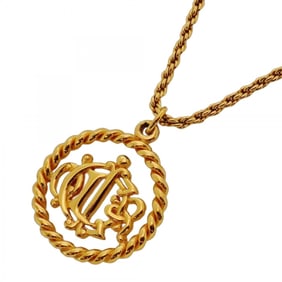 Christian Dior Emblem Circle Necklace, GP Plated Gold, Women's