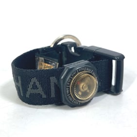 CHANEL Sports Compass with CC Coco Mark Keychain Key Ring, Nylon Canvas, Women's, Black