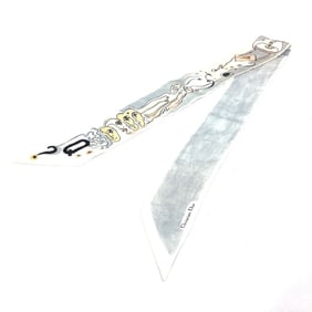 Christian Dior Dior Initial Logo Q Mitza Bandeau Scarf Silk Women's White