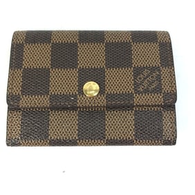 LOUIS VUITTON N61930 Damier Porte Monnaie Plat Wallet with Coin Purse, Canvas, Women's, Ebene Brown