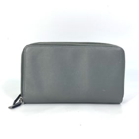 PRADA Prada Organizer Travel Case, Double-Zip Long Wallet, Saffiano Leather, Men's, Gray