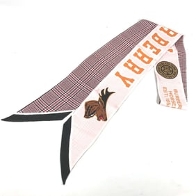 BURBERRY 8037524 Logo Bandeau Scarf, Silk, Women's, Pink