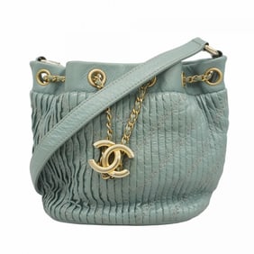Chanel Shoulder Bag, V-Stitch Leather, Blue Champagne, Women's, P1635338