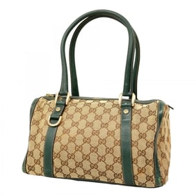 Gucci GG Canvas Abbey Handbag 130942 Brown Green Women's