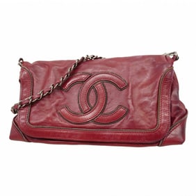 Chanel Shoulder Bag Chain Leather Bordeaux Women's