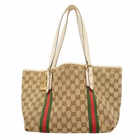 Gucci Tote Bag GG Canvas Sherry Line 137396 Beige White Champagne Women's