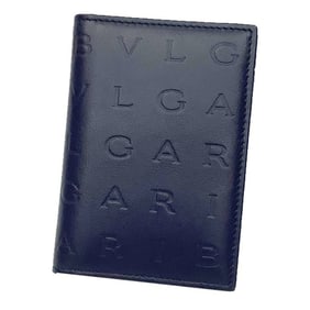 BVLGARI Leather Card Case 292912 Infinitum Navy Wallet