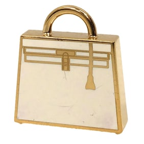 Hermes Hermès Charm Pendant Top Curiosity Kelly White x Gold