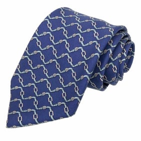 Hermes HERMES Silk Tie Belt Pattern Navy Twill Men's