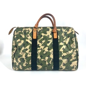 LOUIS VUITTON M95773 Monogram Fleurage Speedy 35 Mini Boston Bag by Takashi Murakami, Camouflage