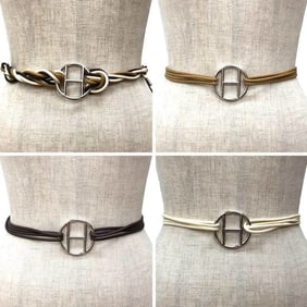 Hermes HERMES H Belt Sash Motif Buckle 4WAY Three Color Cord