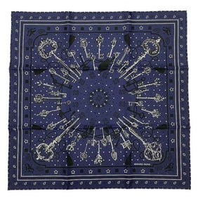 HERMES Bandana Carré 55 Les Cles 043984S 07 100% Silk Navy
