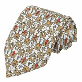 Hermes HERMES tie vegetable light blue x khaki 100% silk men's