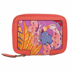Hermes Hermès Soiecourt Flamingo Compact Wallet in Rose Jaibourg Silk and Epsom Leather.