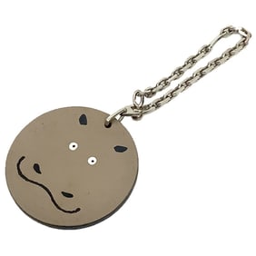 Hermes Cabas Charm Keychain Animal Key Chain Leather Etoupe Wallet
