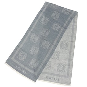 LOEWE Scarf Stole Shawl Anagram Linen Cotton Blue