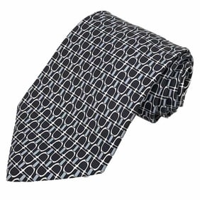 Hermes HERMES Tie Etrier Silk Twill Dark Grey Men's