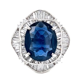 Platinum 5.61 Ct. Sapphire & Diamond Ring